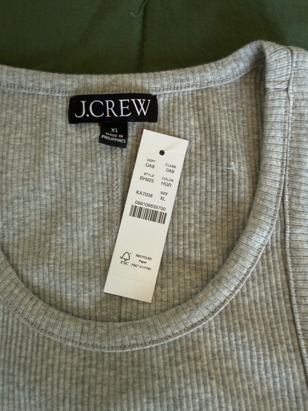 J. Crew Heather Gray Ribbed Tank - Picture 2 of 3